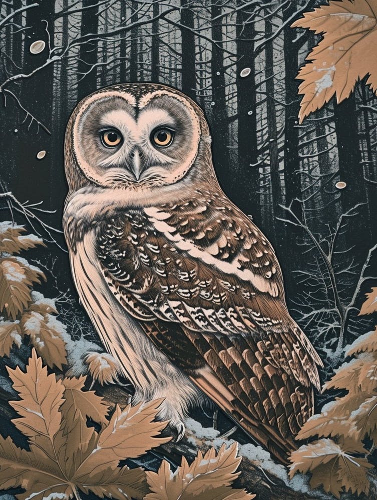 Boreal Owl Relief Illustration 1