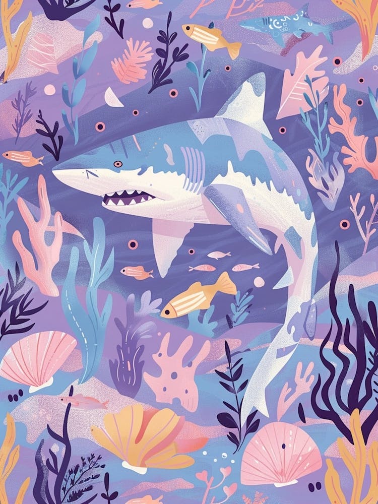 Purple Blacktip Reef Shark Illustration 4