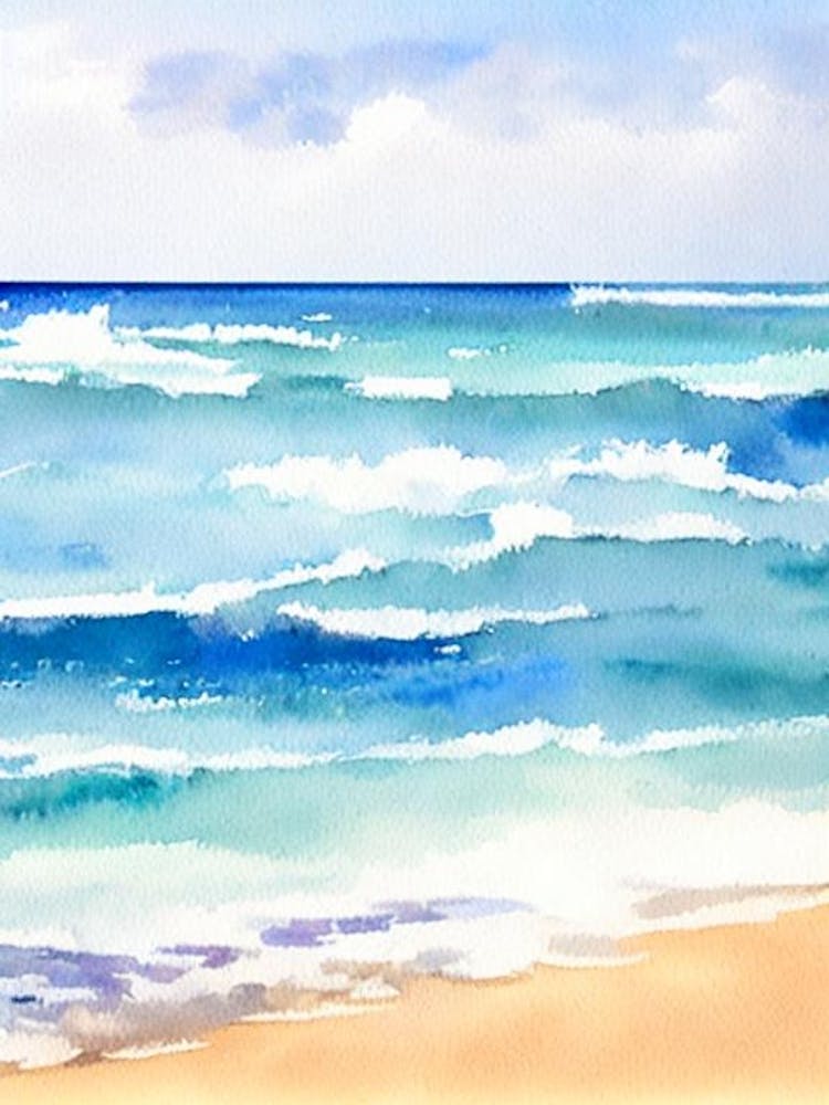Diamond Beach, Bali, Indonesia Watercolour
