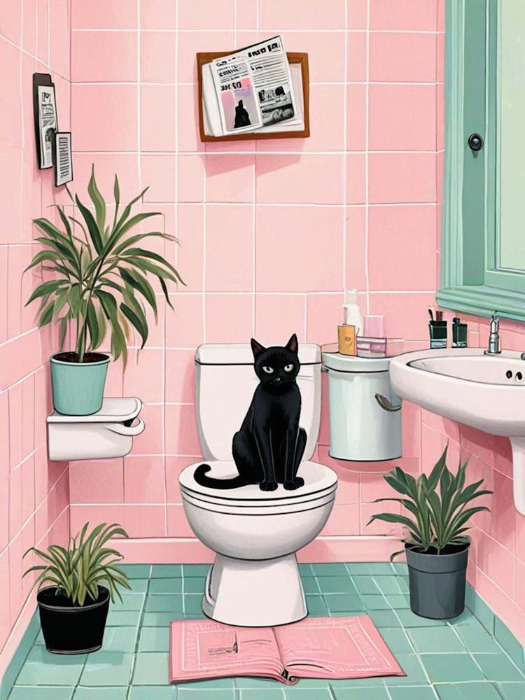 Cat Reading On A Toilet (3)