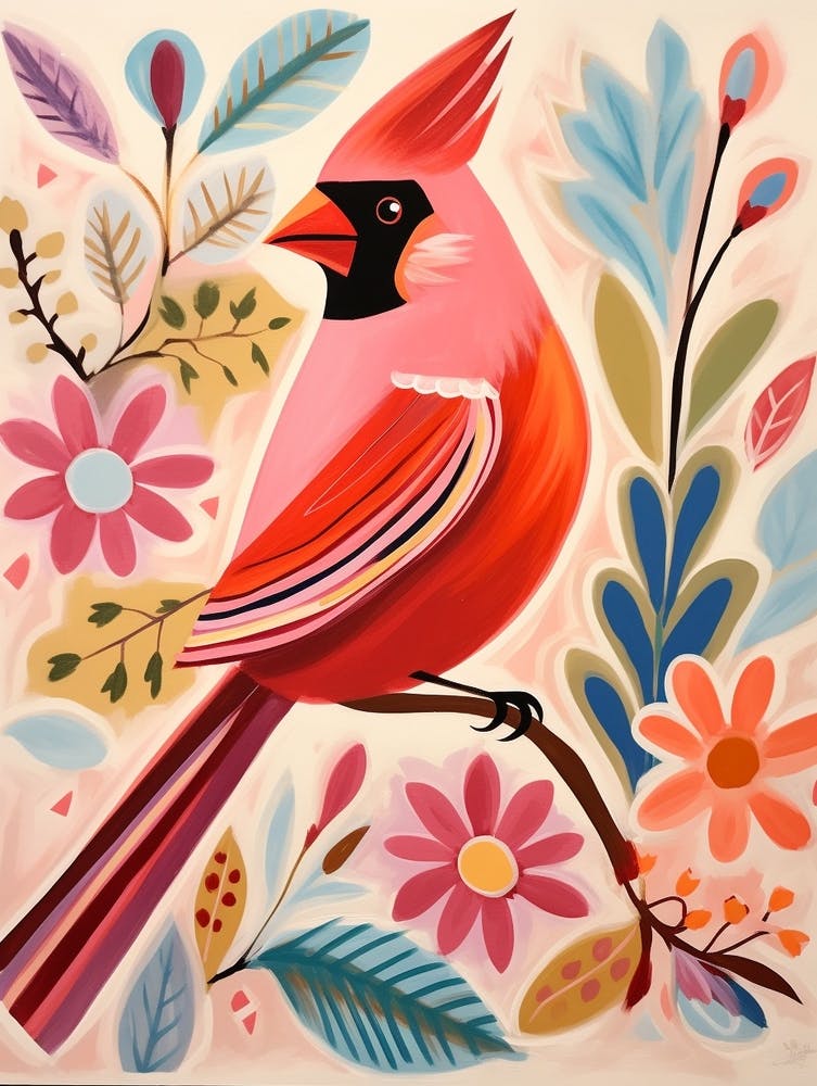 Pink Scandi Northern Cardinal 4