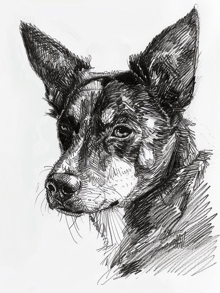 Spitzer Hund Strichzeichnung 2