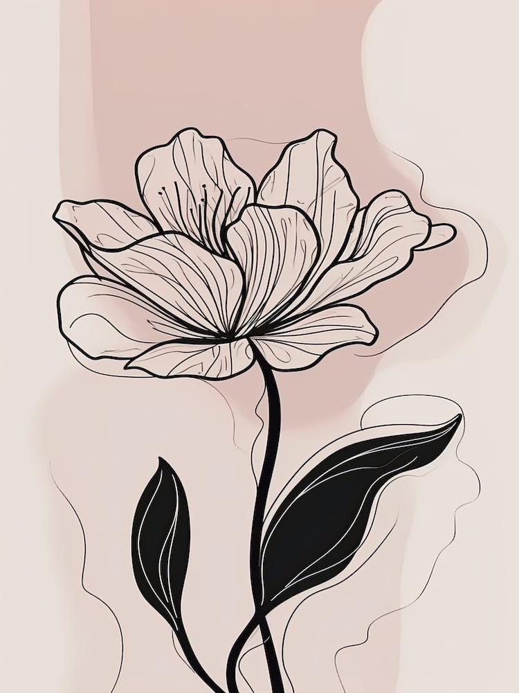 Lilies Line Art Flowers Illustration Neutral 7