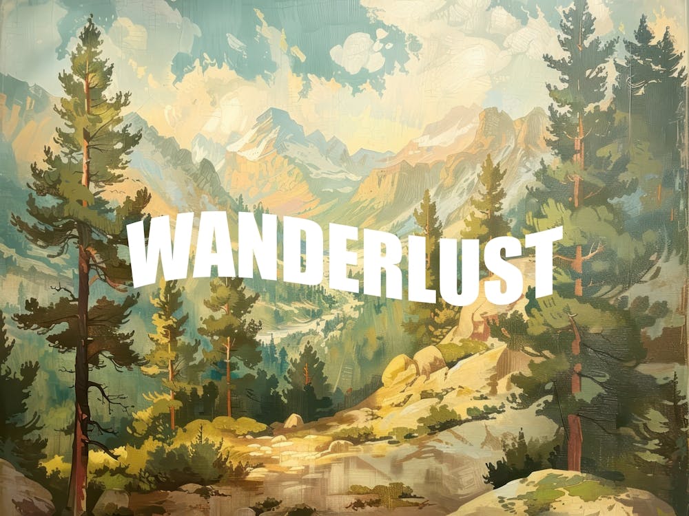 White Wanderlust Poster Vintage Wooded Pines 8