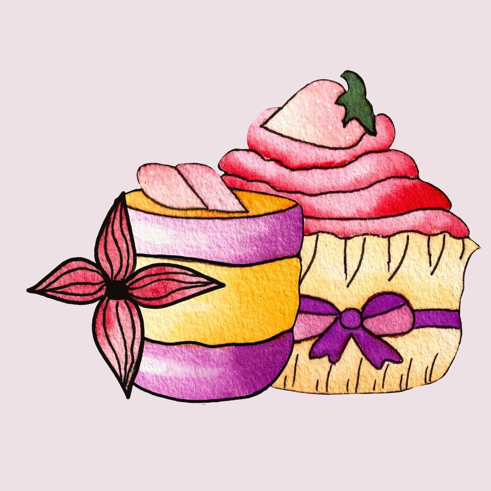 Purple And Pink Cupcakes Square
