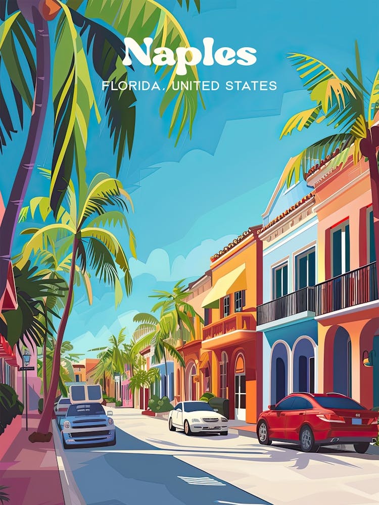 Naples Florida Vacation Digital Travel Art
