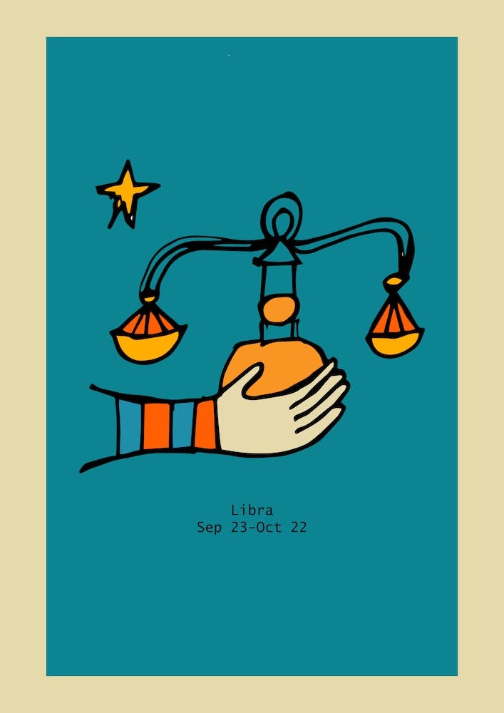 Retro Zodiac Libra