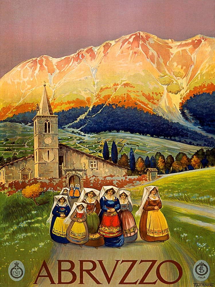 Abruzzo Italy Vintage Travel Poster