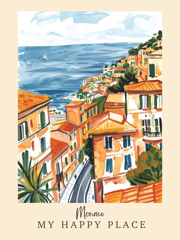 My Happy Place Monaco 1 Travel Poster