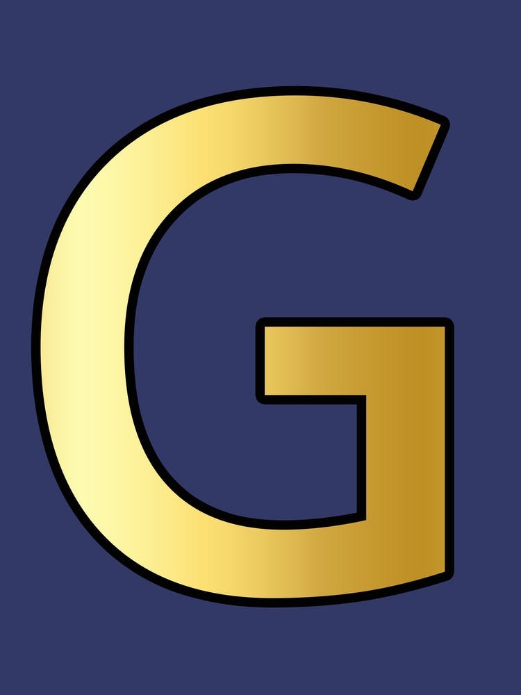 Letter G Gold Alphabet Deep Blue
