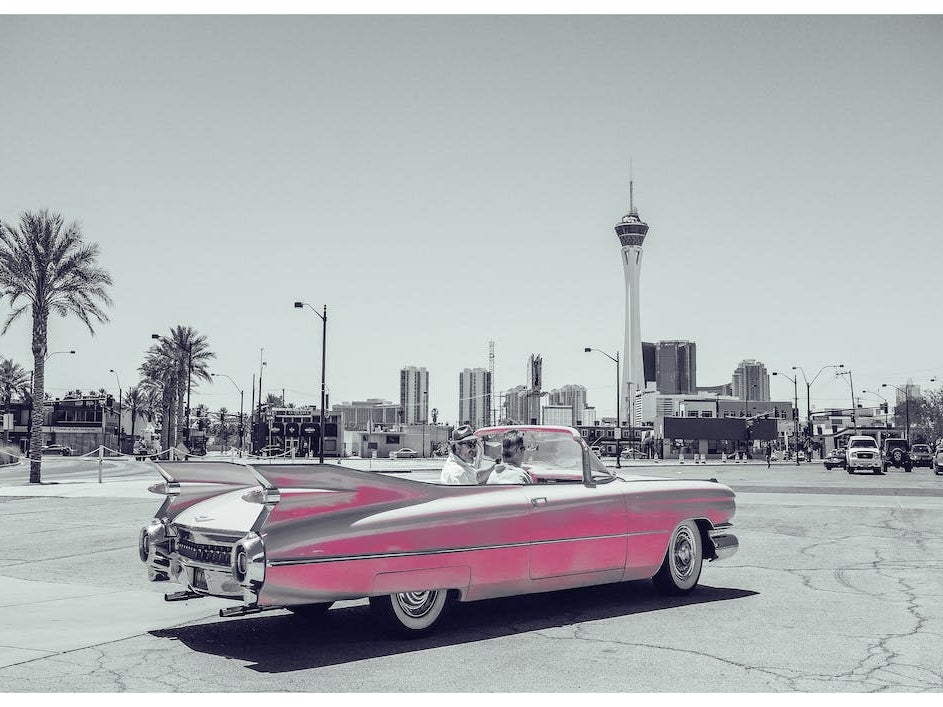 Vintage America Retro Pink Car