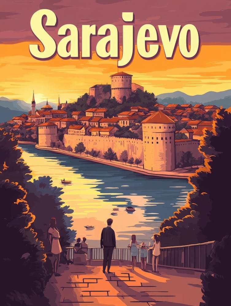Aihrgdesign A Mid Century Modern Travel Poster For Sarajevo