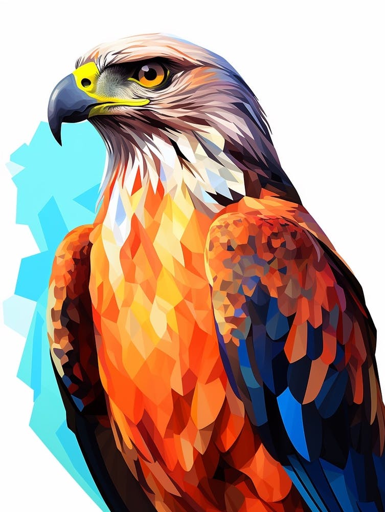Colourful Geometric Bird Red Tailed Hawk 1