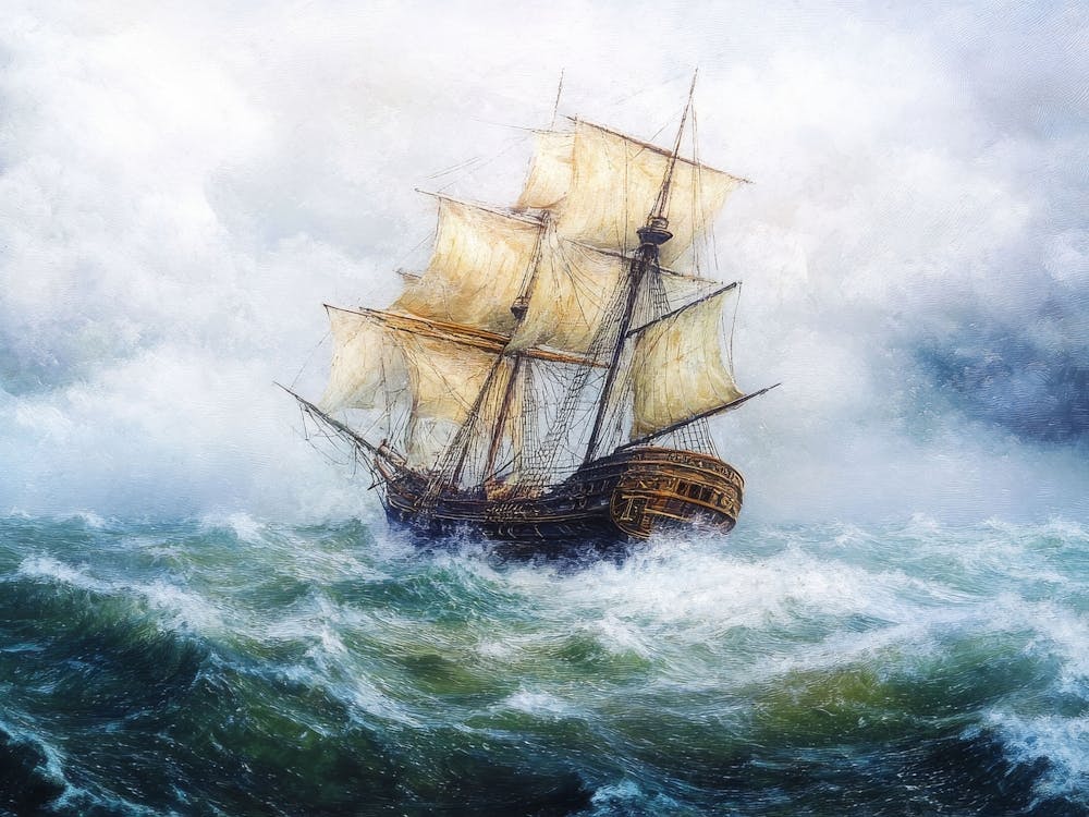 Ship Alone On The Open Ocean