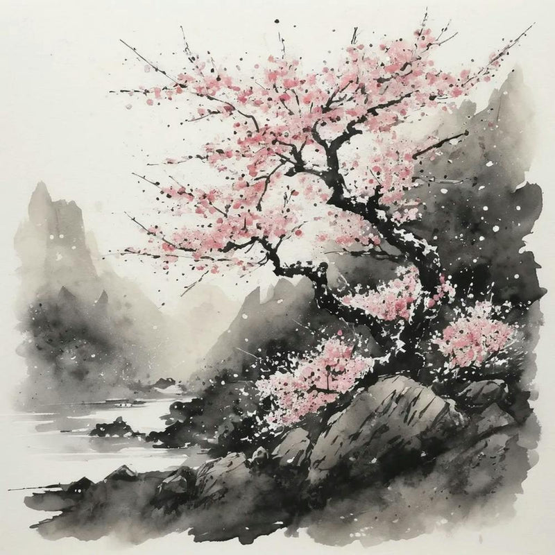 Cherry Blossom Tree Watercolor Painting 2