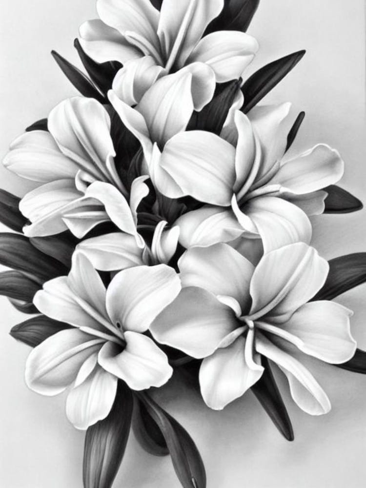 Freesia B&W Pencil 1 Flower