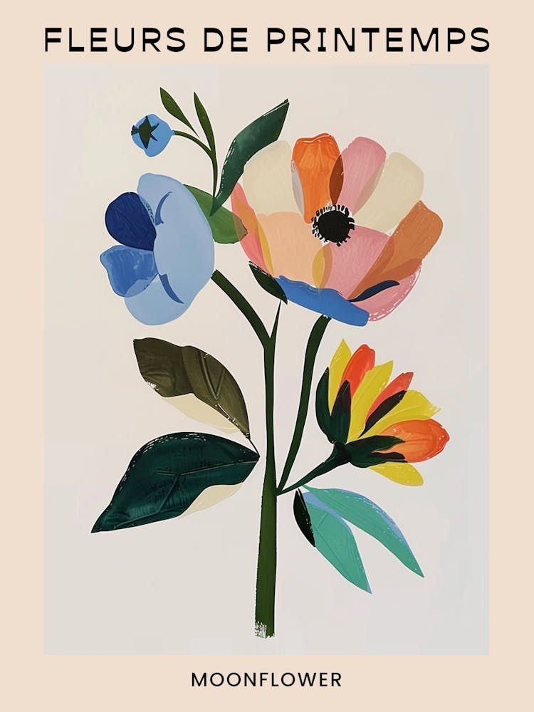 Spring Floral French Poster  Moonflower 1