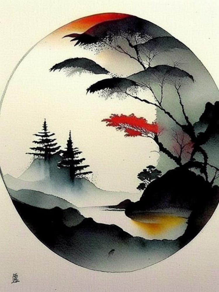Landscapes 3 Yin And Yang Japanese Ink