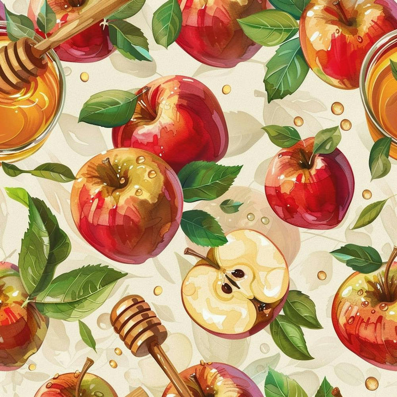 Honey And Apples Seamless Pattern