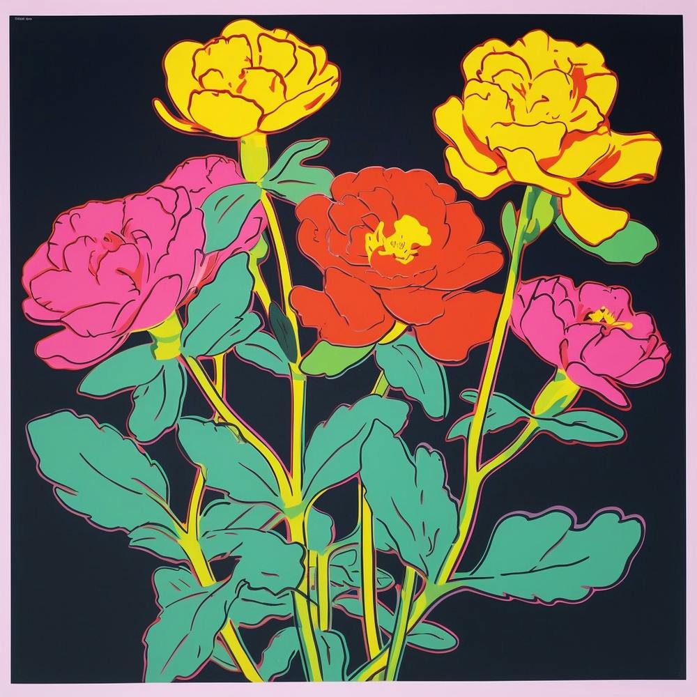 Portulaca 2 Pop Art Illustration Square