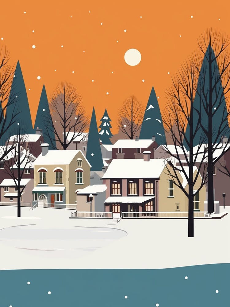 Retro Winter Illustration Inverness United Kingdom
