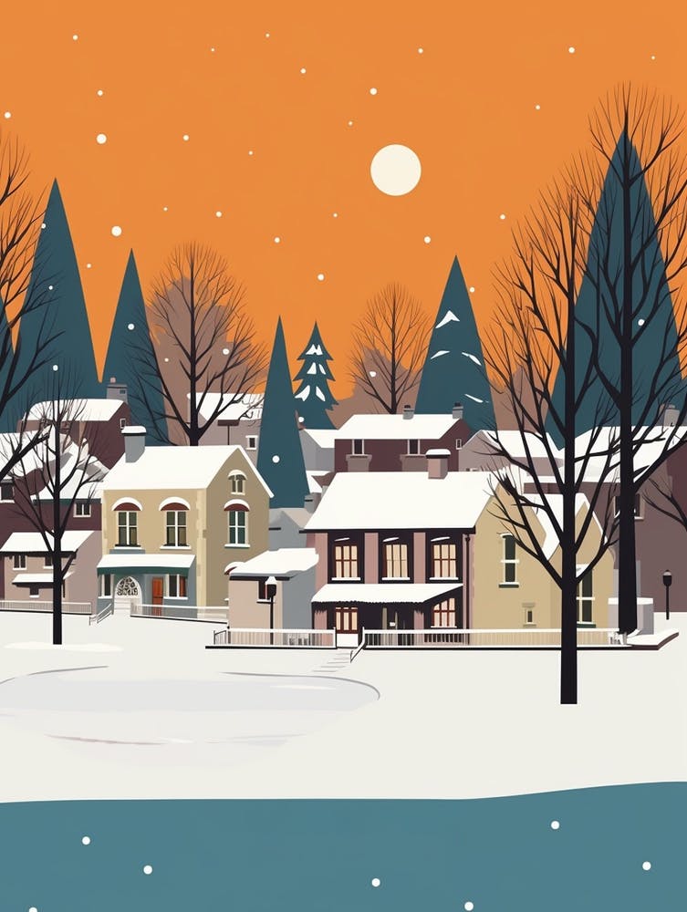 Retro Winter Illustration Inverness United Kingdom