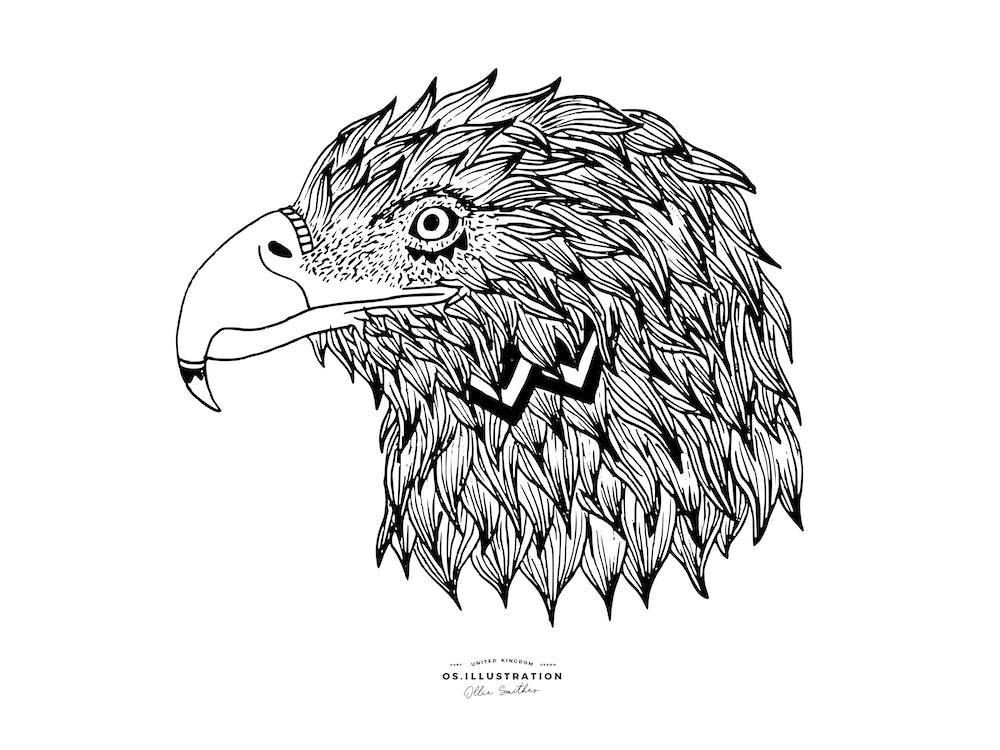 Geometric Eagle Fineline Illustration