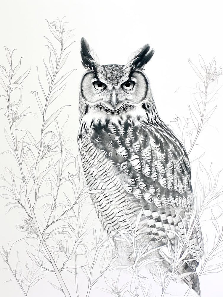Verreauxs Eagle Owl Drawing 2