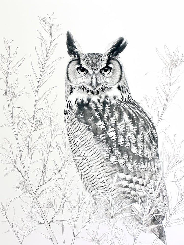 Verreauxs Eagle Owl Drawing 2