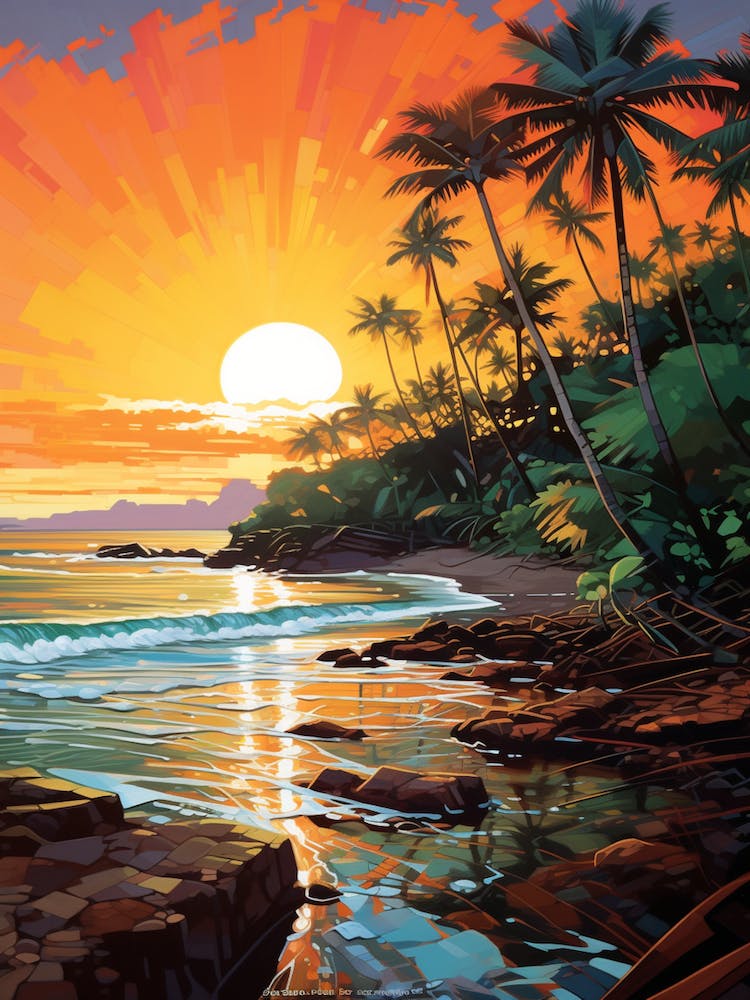 A Vibrant Painting Of El Yunque Beach Puerto Rico 3