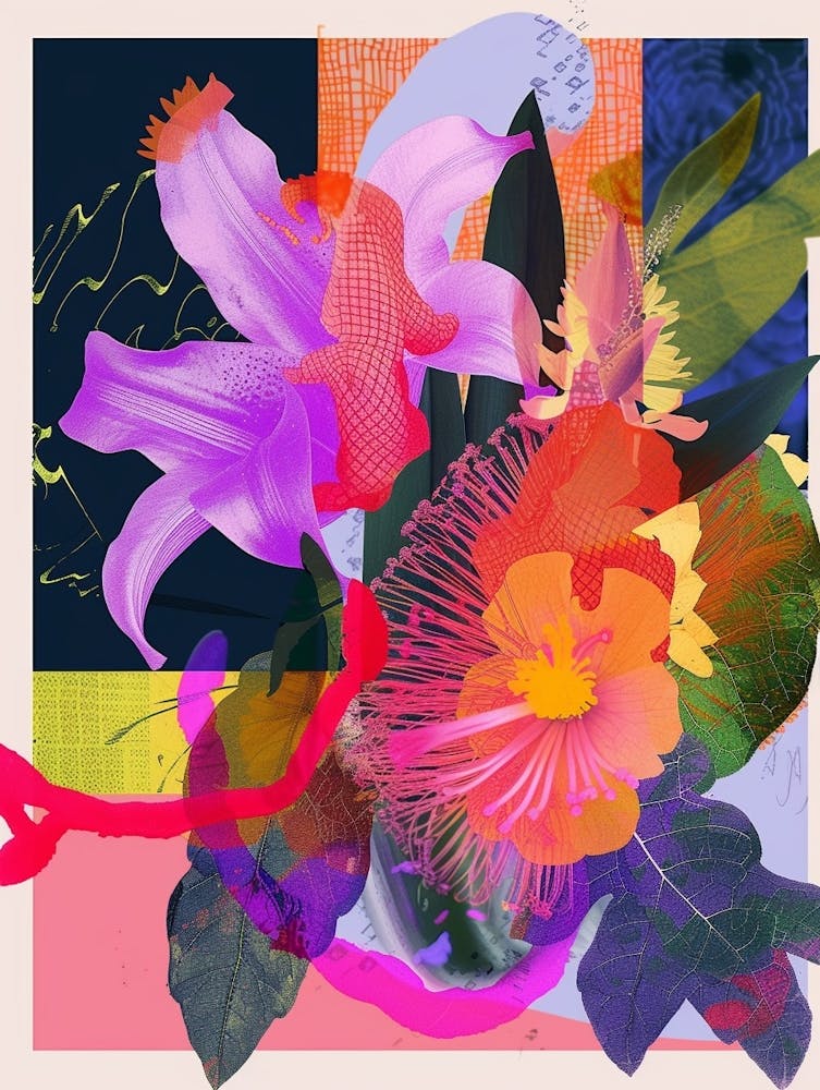Coral Bells 2 Neon Flower Collage
