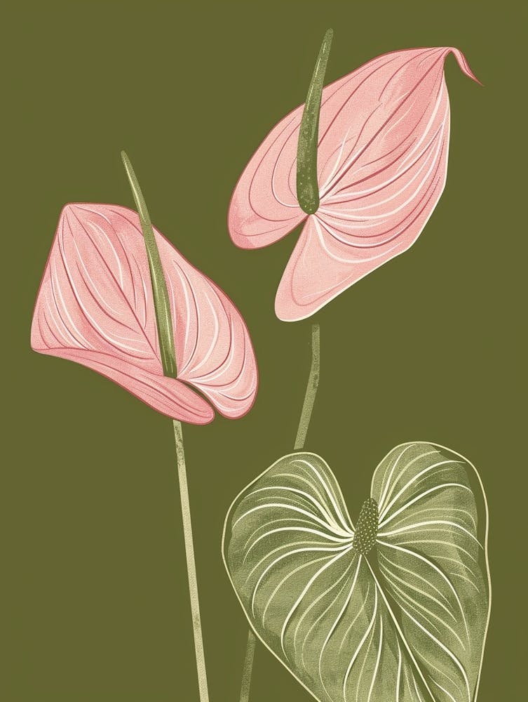 Pink & Green Flamingo Flower