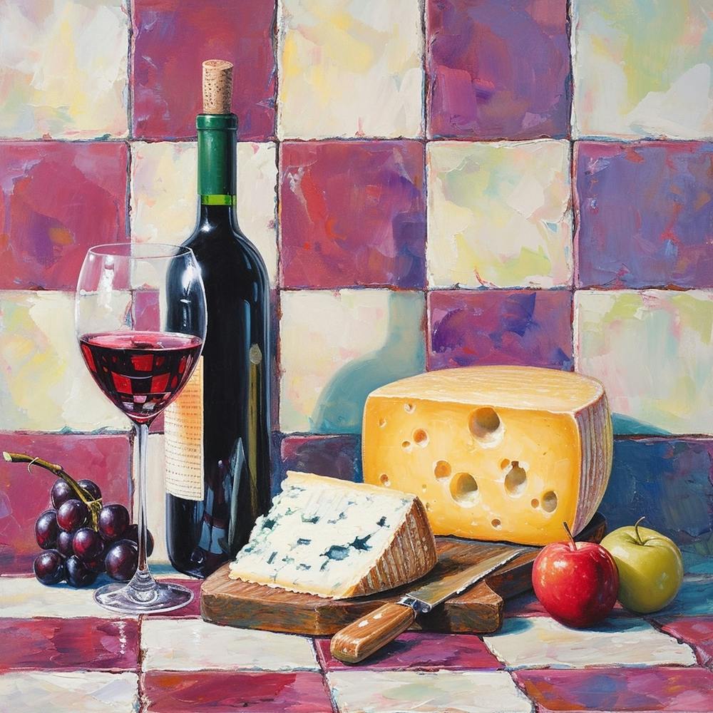 Cheese & Wine Checkerboard 2