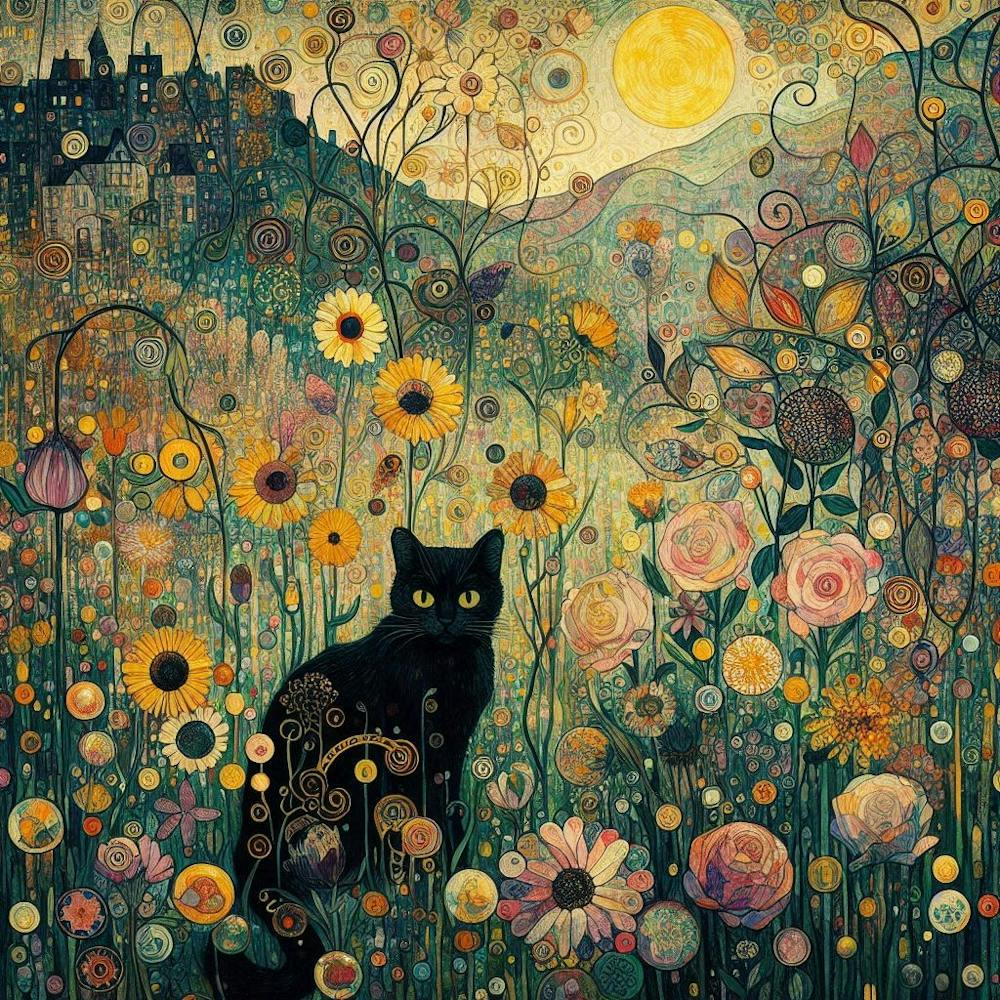 gustav klimt Cat In The Meadow