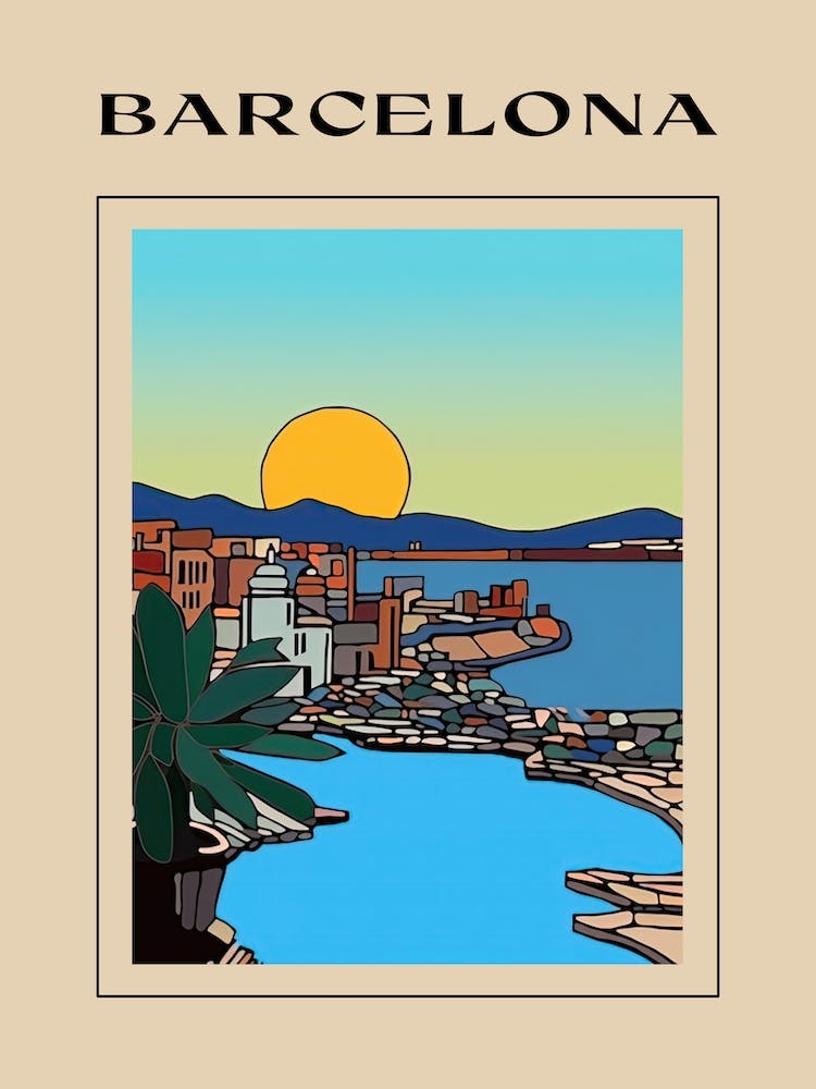 Minimal Design Style Of Barcelona, Spain 4 Poster