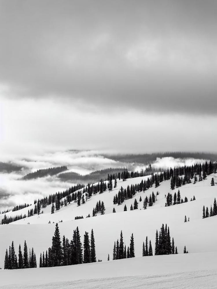 Big Sky, Usa Black And White Skiing Poster