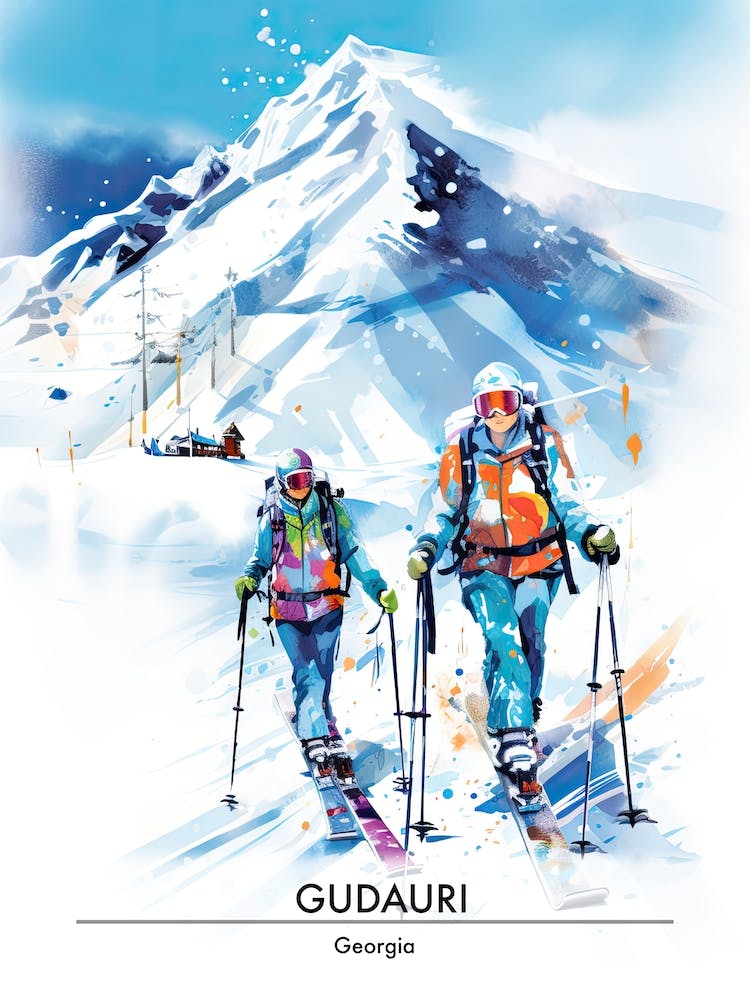 Gudauri   Georgia, Ski Resort Poster Illustration 0