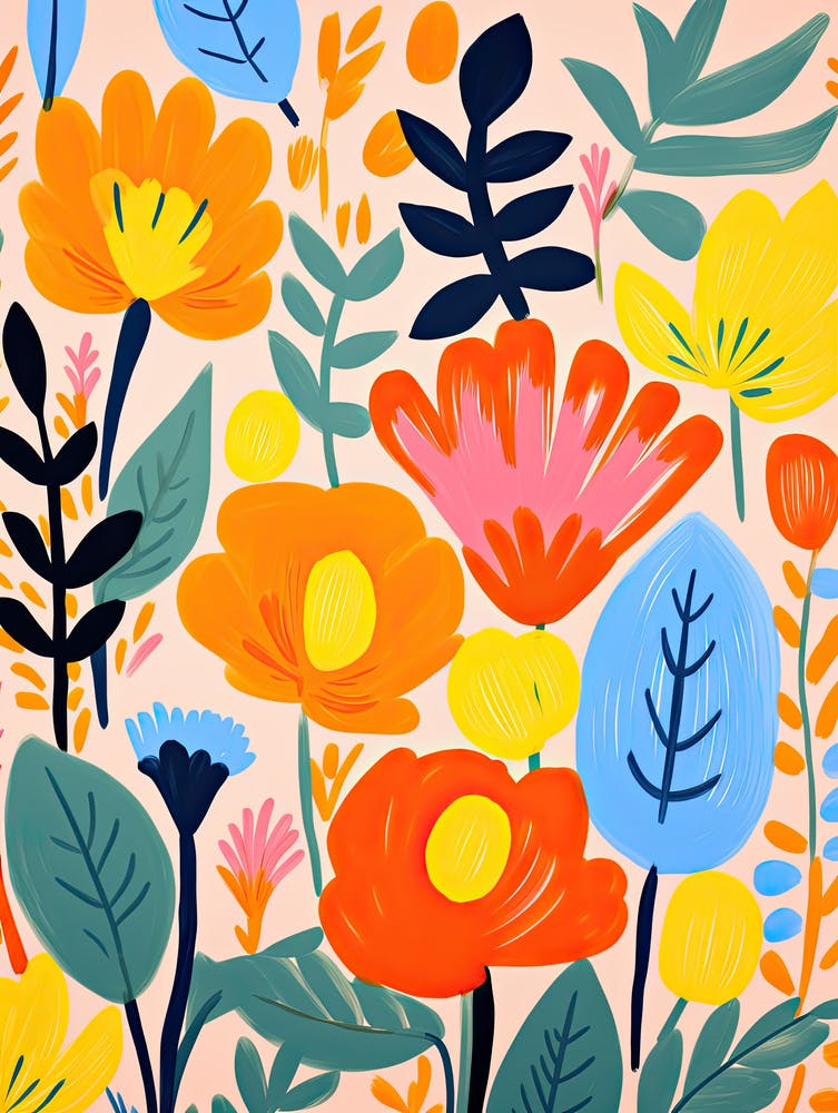 Flowers 24, Matisse style, Floral texture