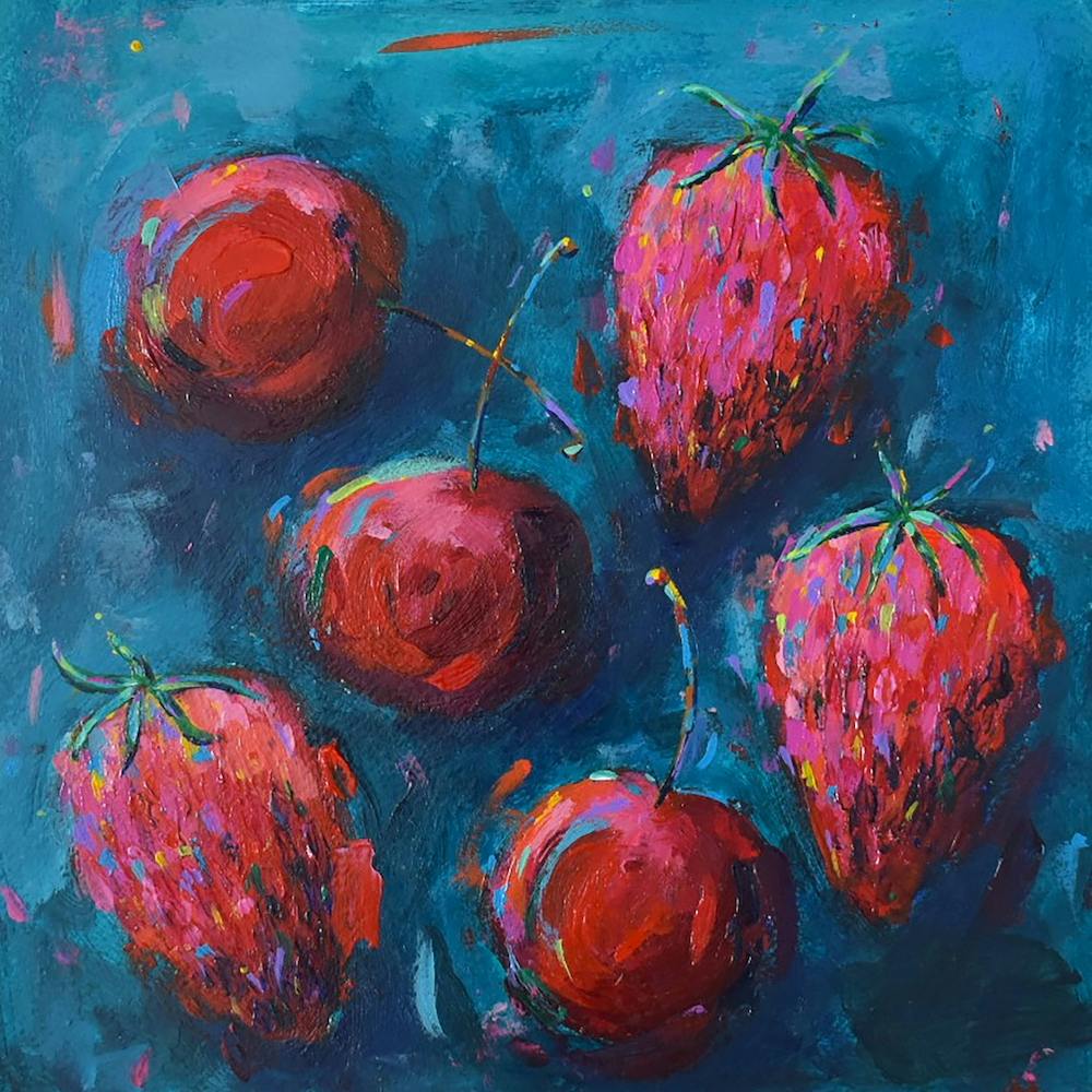 Strawberries And Cherries Square