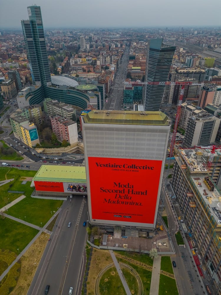 Poster Italia Skyscrapers aerial view Milan City