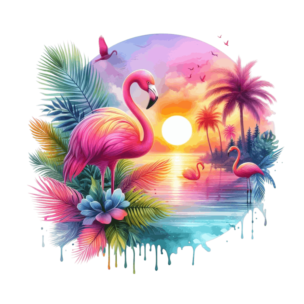 Flamingos At Sunset 1