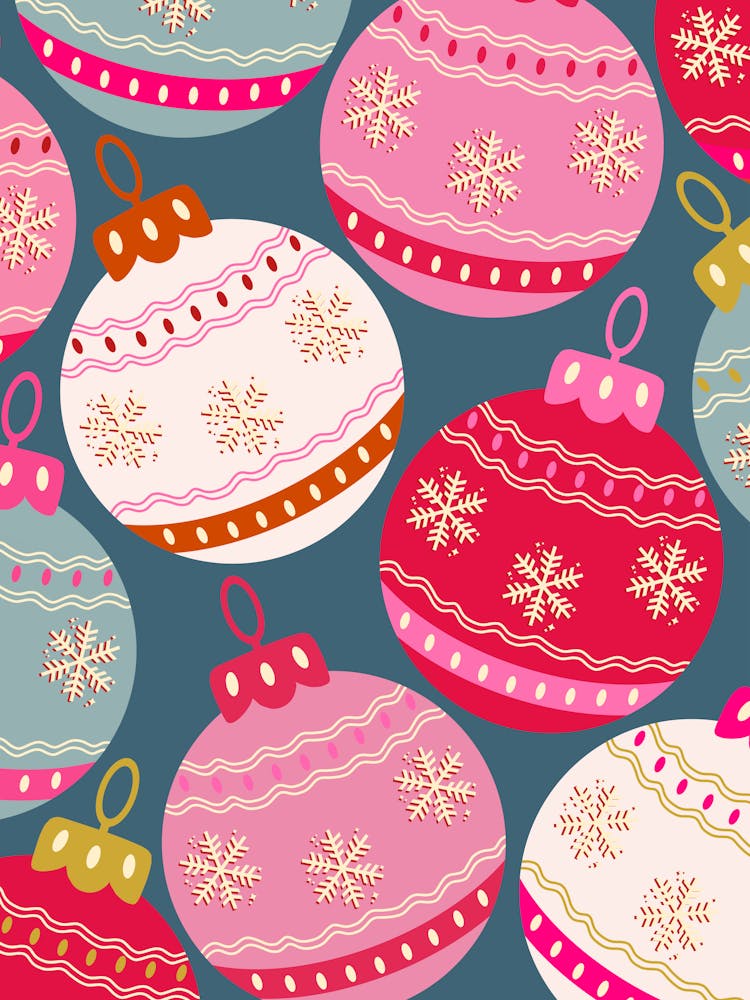 Retro Christmas Baubles Colorful