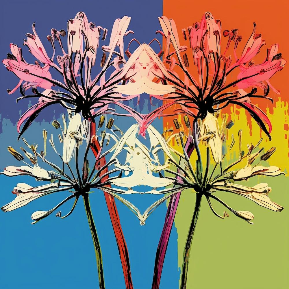 Andy Warhol Style Pop Art Flowers Agapanthus 1 Square