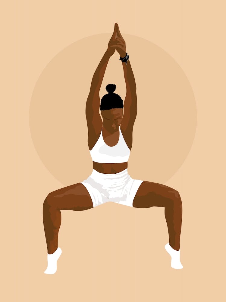 Afrikanische Frau in Hockstellung