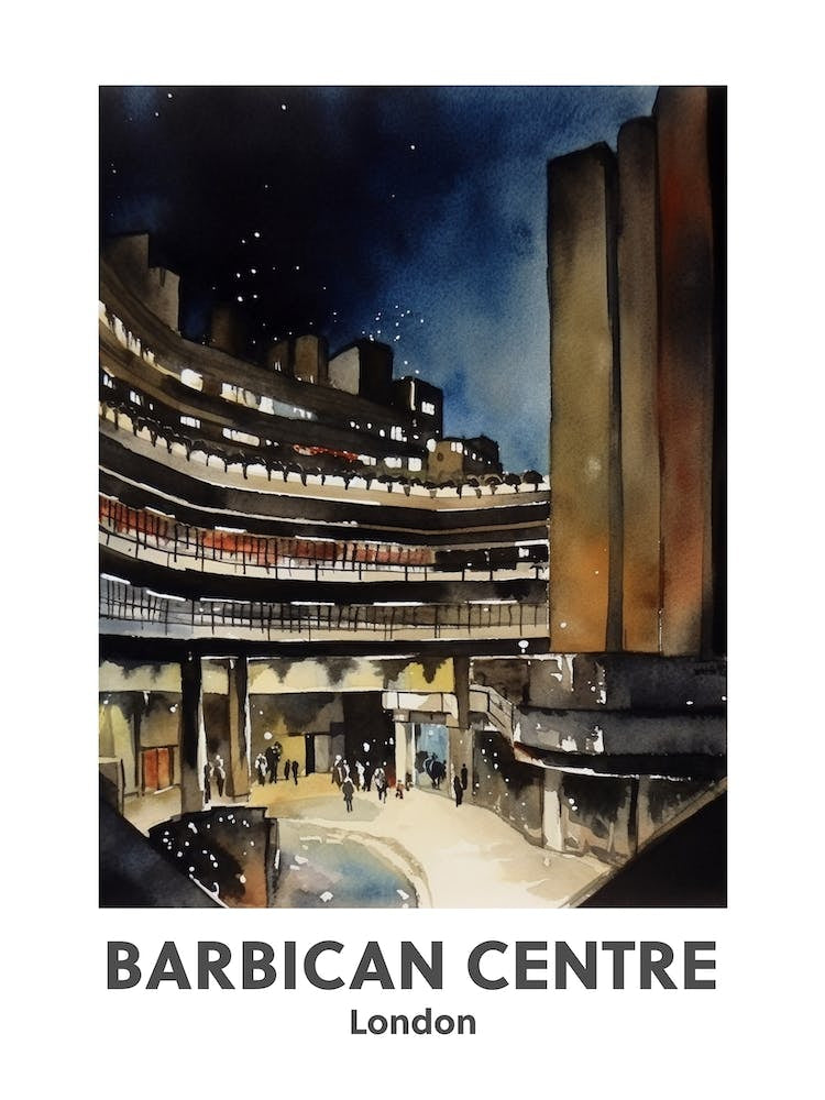 Barbican Centre, London 6 Watercolour Travel Poster