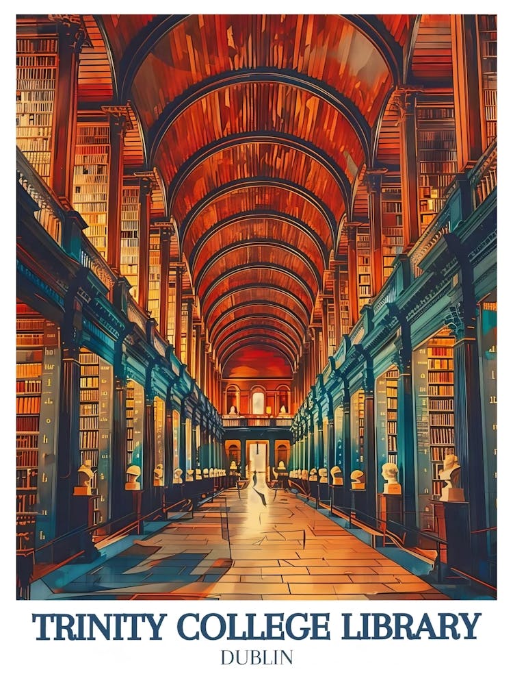 Trinity College Dublin Print Trinity Library Art Ireland Library Print Old Library Dublin Trinity College Framed Irish College Art