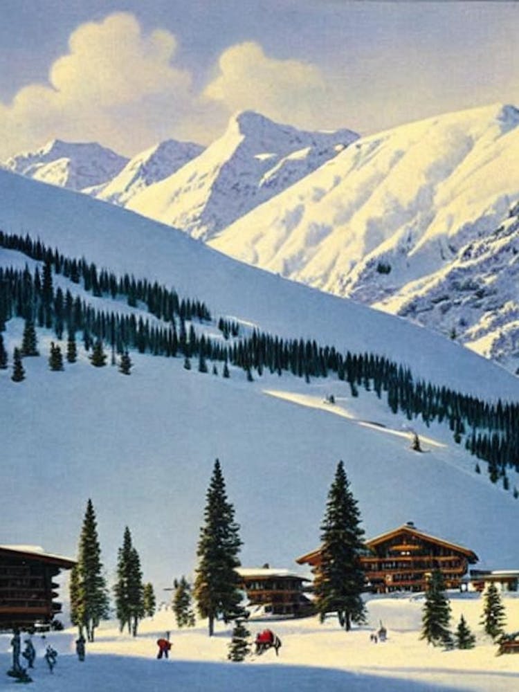 Davos, Switzerland Ski Resort Vintage Landscape 1 Skiing Poster