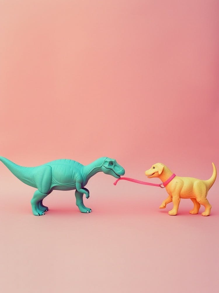 Pastel Toy Dinosaur & A Dog