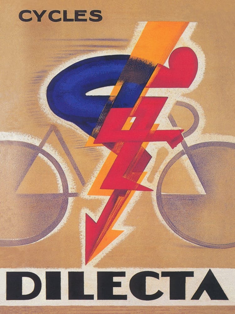 Dileta Cycles, Bicycle, Art Deco, Cyclist, Vintage Poster