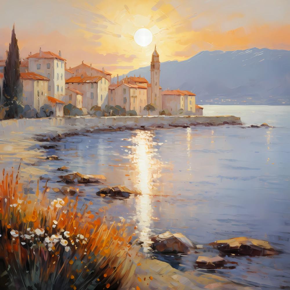 Golden Riviera Reflections: Impressionist Bliss 1